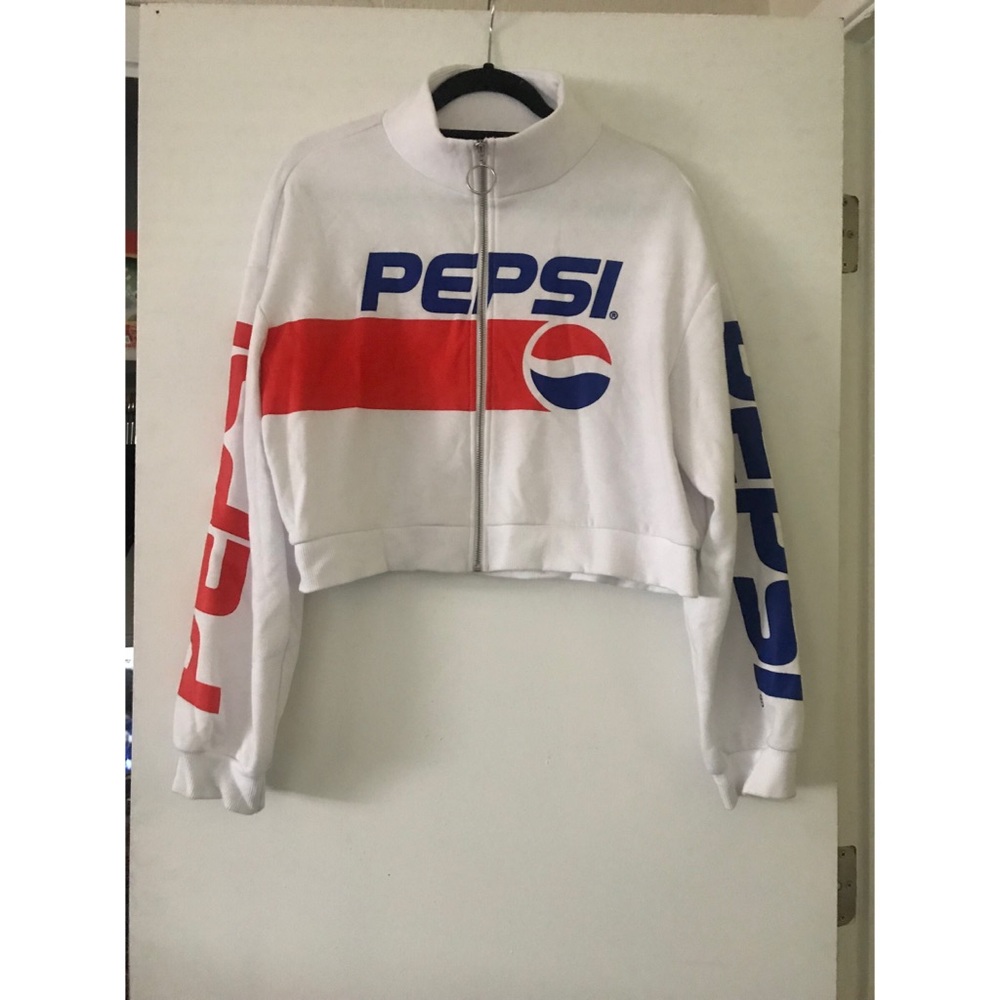 H&M Pepsi Brand Cropped Zip-Up Sweatshirt